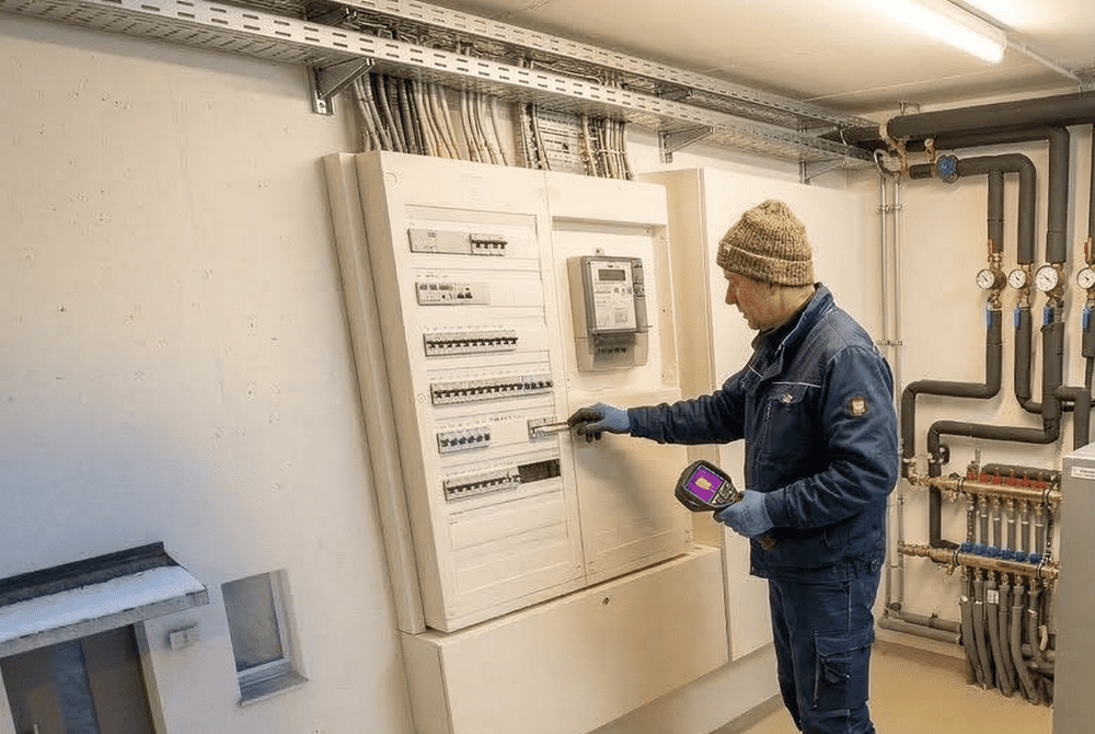 Technische Wartung und präventive Kontrolle der Haustechnik im Heizraum einer Liegenschaft