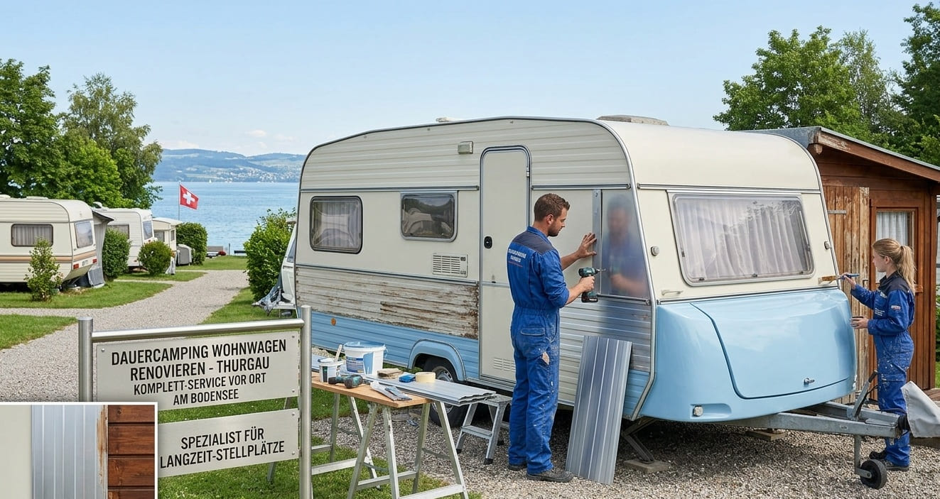 Dauercamping Wohnwagen renovieren und Vorbauten modernisieren