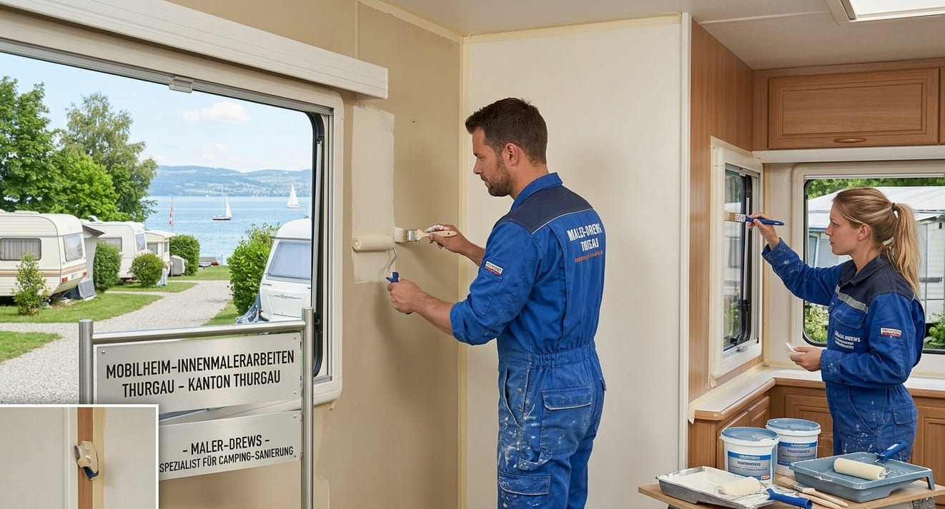 Mobilheim Malerarbeiten Innenbereich Decken und Wände modernisieren